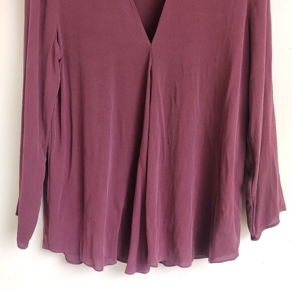Theory Maroon Silk Shirt Size Medium - Picture 5 of 8